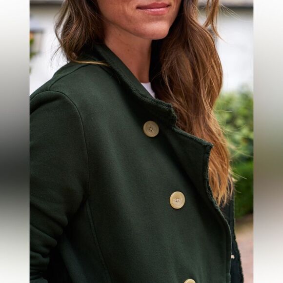 Frank & Eileen Belfast Sweatshirt Peacoat Jacket Triple Fleece Green Size XS - Picture 3 of 8